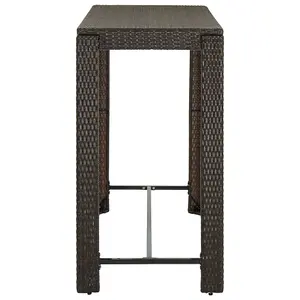 Berkfield Garden Bar Table Brown 140.5x60.5x110.5 cm Poly Rattan