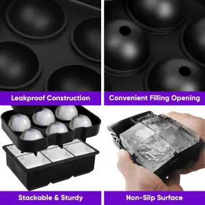 2x Silicone Ice Cube Tray Square Round DIY Party Tray Freezer Mould Easy Pop Out