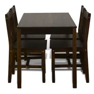 Berkfield Dining Set 5 Pieces Pine Wood Brown