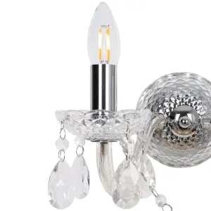 GoodHome Gacruz Traditional Clear & Grey Chrome effect Double Wall light