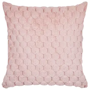 Set of 2 Cushions PURSLANE Faux Fur 43 x 43 cm Solid Pastel Pink