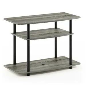 Furinno Turn-N-Tube No Tools 3-Tier TV Stands, French Oak Grey/Black