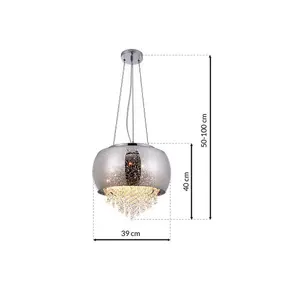 Milagro Starlight Pendant Lamp 3XE14 A Stunning Hand Made Lamp 39CM Glass Shade Housing Chrome Fitments And Gorgeous Crystals