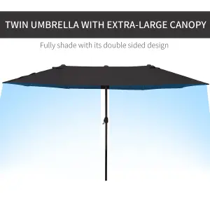 Outsunny 4.6M Garden Patio Umbrella Canopy Parasol Sun Shade w/o Base Black