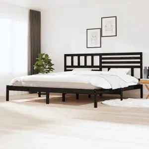 Berkfield Bed Frame Black Solid Wood Pine 200x200 cm