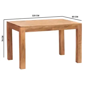 Dakota Light Mango Wooden 4Ft Medium Sized Dining Table Set With 2 Benches