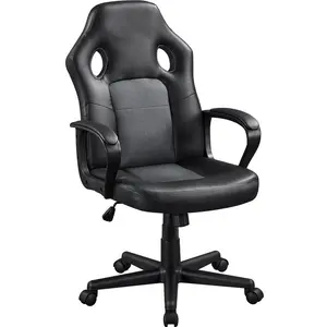 Yaheetech Adjustable Reclining Ergonomic Swiveling PC & Racing Game Chair Grey