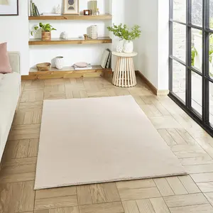 Blush Plain Shaggy Washable Rug, Stain-Resistant Anti-Shed 16mm Thick Modern Rug for Bedroom, Living Room-120cm X 170cm