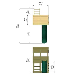 Rebo Children's Wooden Lookout Tower Playhouse with 6ft Slide - Adventure Set