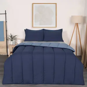 Coverless 10.5 Tog Duvet & Pillowcase, Navy/Blue - Double