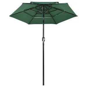 Berkfield 3-Tier Parasol with Aluminium Pole Green 2 m