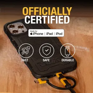 Dewalt Retractable 3ft Apple Android Charger Multi Cable USB Lightenin g Type C