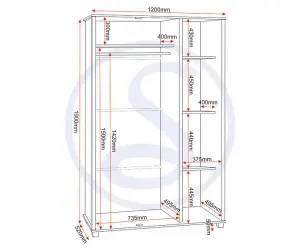 Oliver 3 Door Wardrobe Light Oak Effect