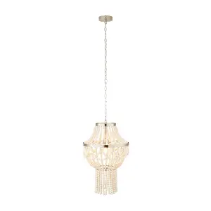 Litecraft Pilli Natural Beaded 1 Light Chandelier