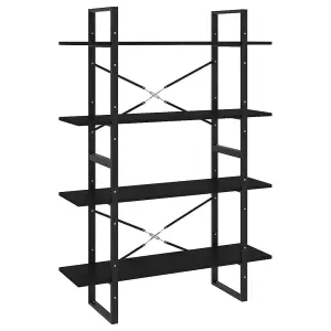 Berkfield 4-Tier Book Cabinet Black 100x30x140 cm Engineered Wood