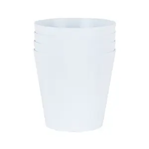 4 x Wham Studio 21cm Round Plastic Planter Ice White