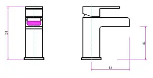 Keenware KBT-535 Bayswater Square Waterfall Basin Mixer Tap: Chrome