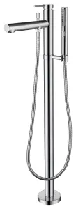 VURTU Braughing Floor Mounted Bath Shower Filler, 1/4 Turn, Single Lever Ceramic Disc, 956(H) x 115(W), Chrome, 413801