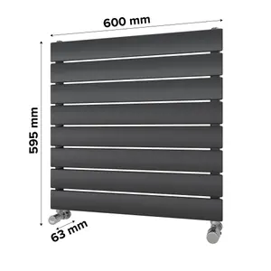 Ximax Vertirad HWH1195600A Anthracite Gas Vertical Designer panel Radiator, (W)600mm x (H)595mm