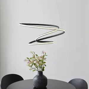 Ceiling Pendant Light Fitting - Textured Black & White Diffuser LED Tape Module