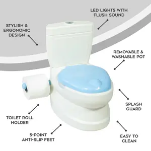 Kids Potty Training Toilet Seat with Flush Sound & Light Portable Easy Clean Removable Pot & Seat