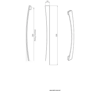 4x Curved Bow Pull Handle 338 x 25mm 320mm Fixing Centres Satin Nickel