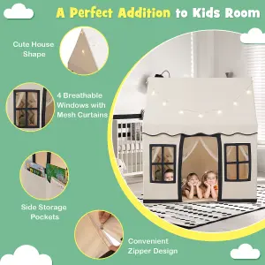 Costway Kids Play Tent Indoor Kids Playhouse with Star Lights Toddler Castle Play Tent