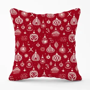 Red Christmas Decorations Pattern Outdoor Cushion 45cm x 45cm