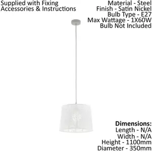 Hanging Ceiling Pendant Light White Pretty Trees 1 x 60W E27 Feature Lamp