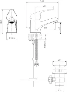 Arborg Chrome effect Basin Mixer Tap