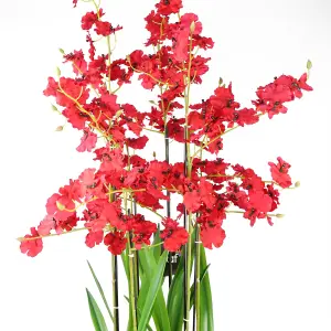 Artificial Orchid Red in Stoneware Planter Botanik