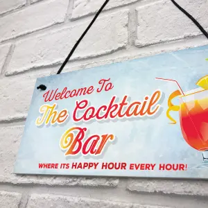 Red Ocean Welcome To Cocktail Bar Novelty Hanging Plaque Pub Bar Garden Sign Friendship Gift