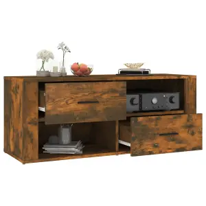 Berkfield TV Cabinet Smoked Oak 100x35x40 cm Engineered Wood