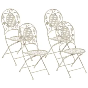 Set of 4 Garden Chairs BIVIO Metal Off-White