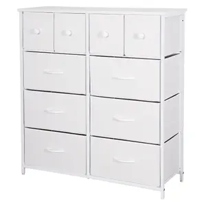 White Chest Of Drawers With Metal Frame, 10 Large Deep Fabric Drawers Organiser Storage