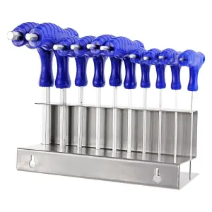 SPARES2GO 20 Piece T Handle Imperial SAE + Metric Hex Allen Key CR-V Screwdriver Set + Stand