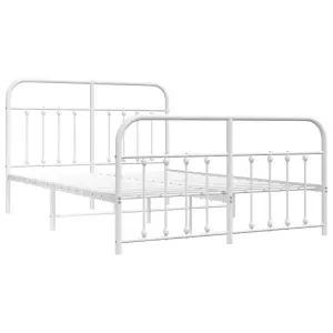 Berkfield Metal Bed Frame with Headboard and Footboard White 135x190 cm