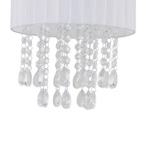 First Choice Lighting Voile 25cm Jewelled White Ribbon Pendant Shade