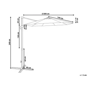 Cantilever Garden Parasol 3 m Dark Grey and White SAVONA