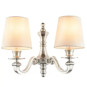 Dimmable Twin Wall Light Polished Aluminium Candelabra Style Modern Lamp Fitting