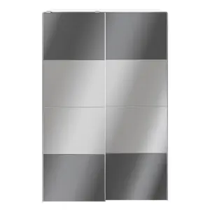 GoodHome Atomia White & anthracite Particle board Mirrored Wardrobe (H)2250mm (W)1500mm (D)655mm