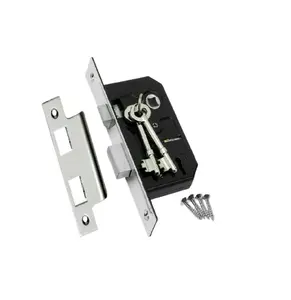 Ashford Door Handle Key Lock Scroll Lever - Matt Black Chrome Key Lock Hinge Pack