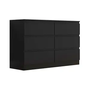 Black Chest Of 6 Drawers Scratch Resistant Bedroom Furniture