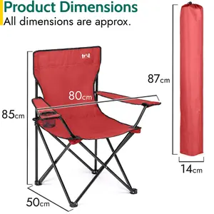 Folding Camping Chair Lightweight Portable With Cup Holder Fishing Outdoor Red Trail