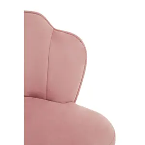 Interiors by Premier Pink Velvet Dining Chair, Backrest Pink Accent Chair with Chrome Legs