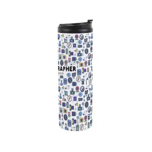 Photographer Travel Mug - Novelty Photography & Film Gift - Stainless Steel Double-Walled Hot/Cold Drinks Travel Flask