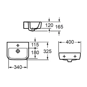 Cooke & Lewis Affini White Square Wall-mounted Cloakroom Basin (W)40.5cm