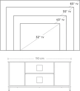 VASAGLE TV Stand, Cabinet with Open Storage, TV Console Unit with Shelving, for Living Room, Entertainment Room, Rustic Brown