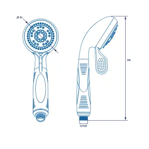 Croydex White Chrome effect 4-spray pattern Handset Shower head, 248mm