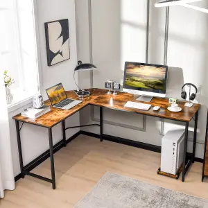 Costway L-Shaped Home Office Desk Computer Corner Desk Gaming Table with CPU Stand